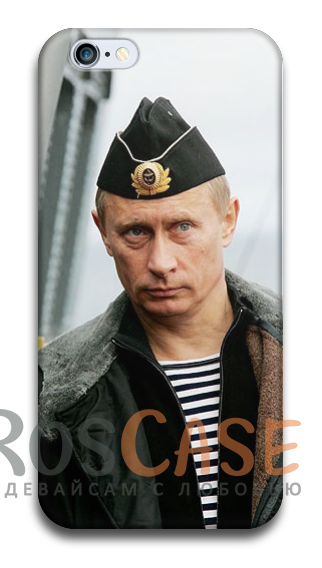 Фото В тельняшке Пластиковый чехол RosCase "Путин" для iPhone 5/5S/SE