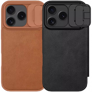 Nillkin Qin PRO | Чехол-книжка из Premium экокожи с защитой камеры для iPhone 17 Pro